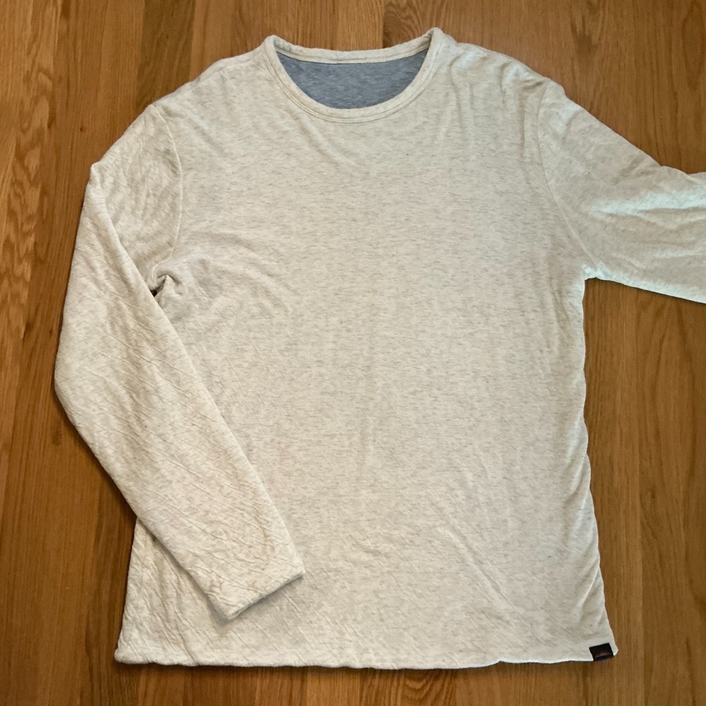 Faherty MKC0111-IBL Men's Reversible Crew Ivory Blue Cotton‎ Pullover S